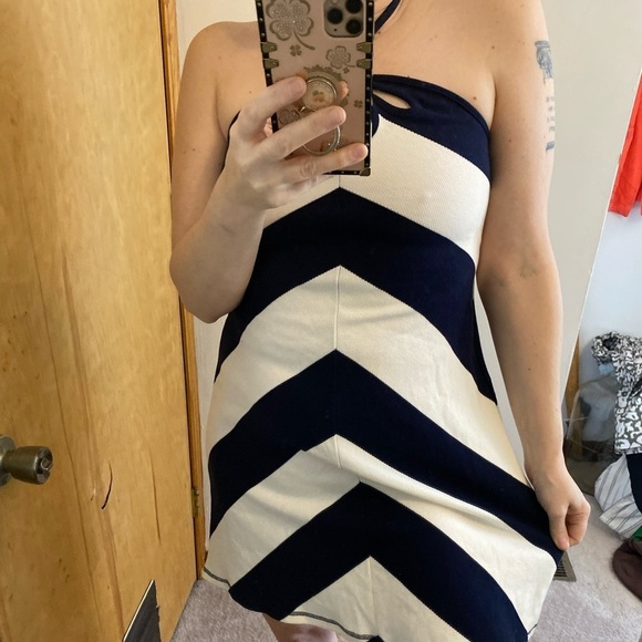 Anthropologie Saturday Sunday Chevron Striped Beachy Halter Dress - Picture 1 of 12